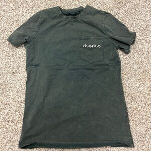 Casual Maternity Dark Green 'Mama' Breastfeeding Pocket Tee